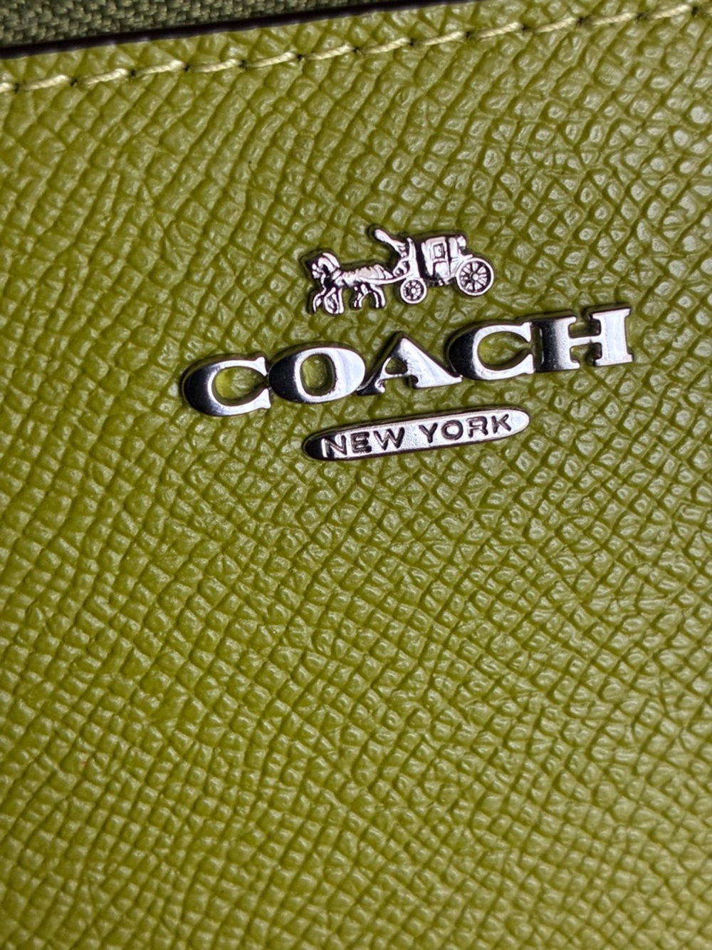 Coach Lime Green Saffiano Zip Wallet with Silver Logo - Picture 11 of 13